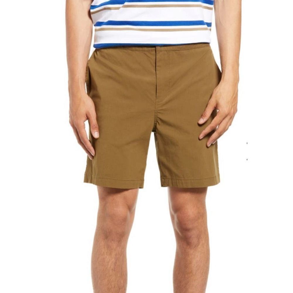 Treasure & Bond Mens Brown Olive Tree Stretch Flat Front Chino Shorts Large NWT